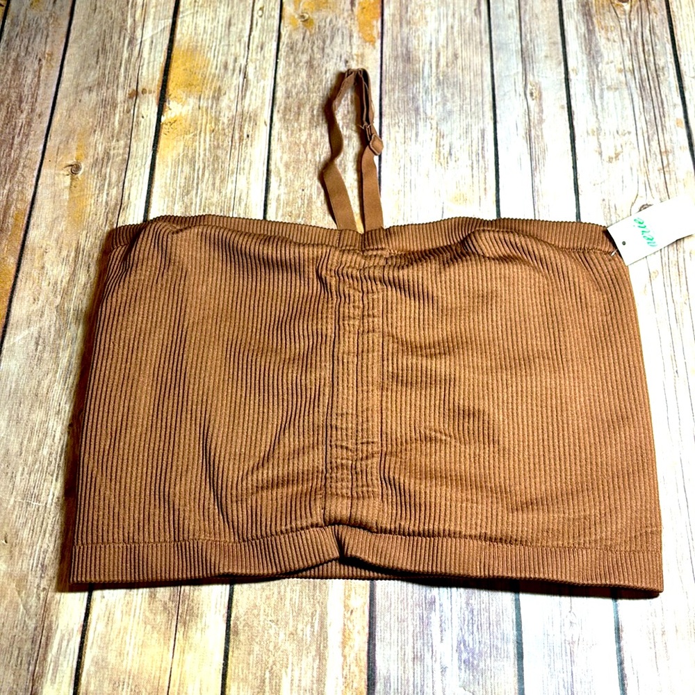 Aerie NWT brown ribbed soft stretch bandeau size XXL halter strap